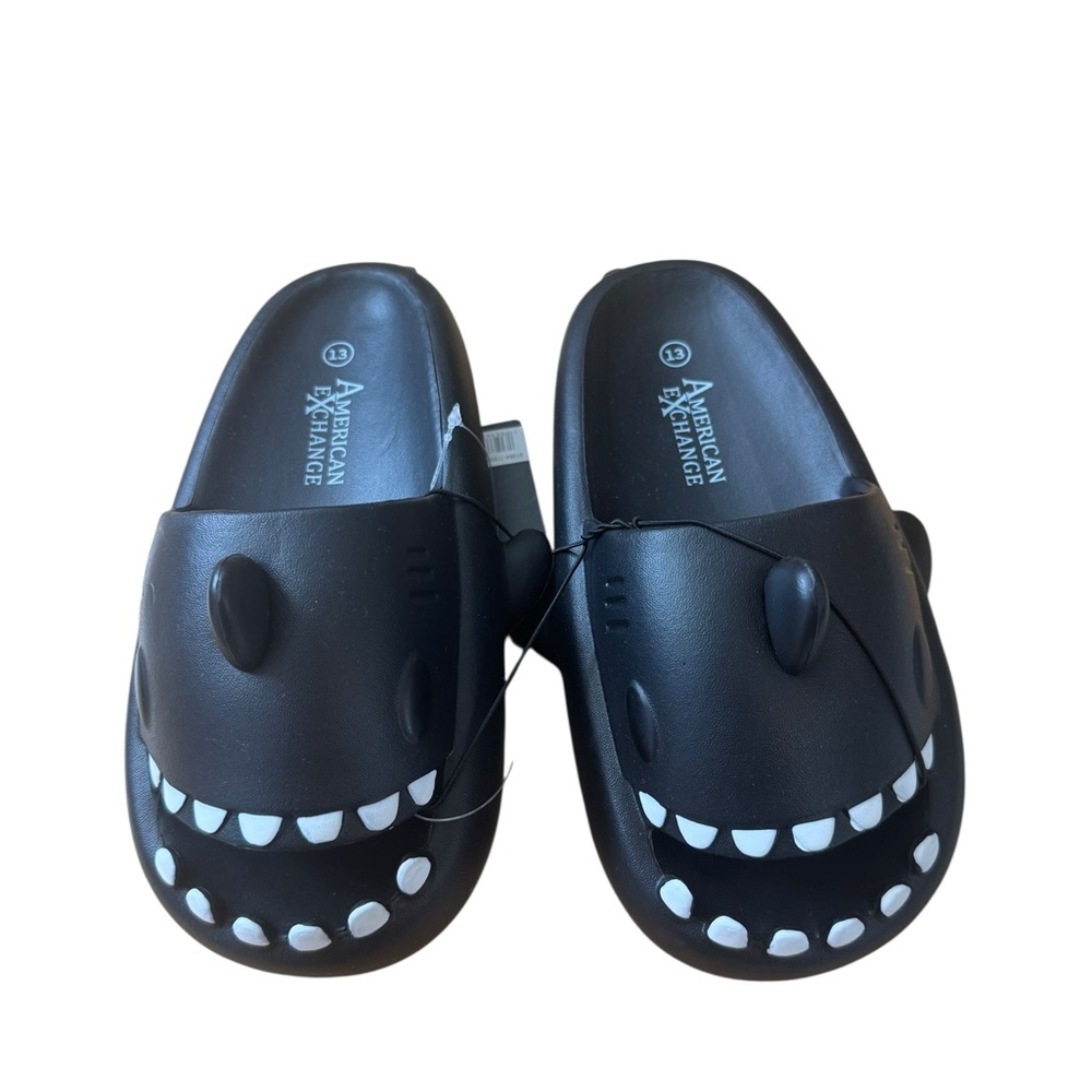 American Exchange Kids Black and White Monster Slippers